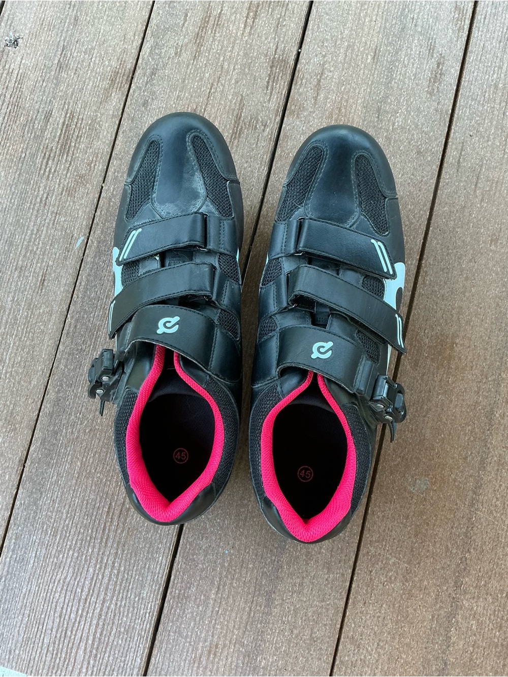 Men’s Peloton Black Cycling Shoes with red interior